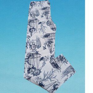 Pepco Full length Soft Cottonleggings Skinny Fit stretchy White&Blue Sailor NWOT